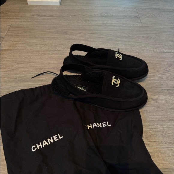 CHANEL BLACK SUEDE SLINGBACK LOAFERS - WORN ONCE SIZE 39.5 - Picture 4 of 7